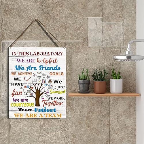 Miniatura 5 de Letrero colgante de madera de científicos, arte de aula de ciencias, decoración de biblioteca, 10 x 8 pulgadas