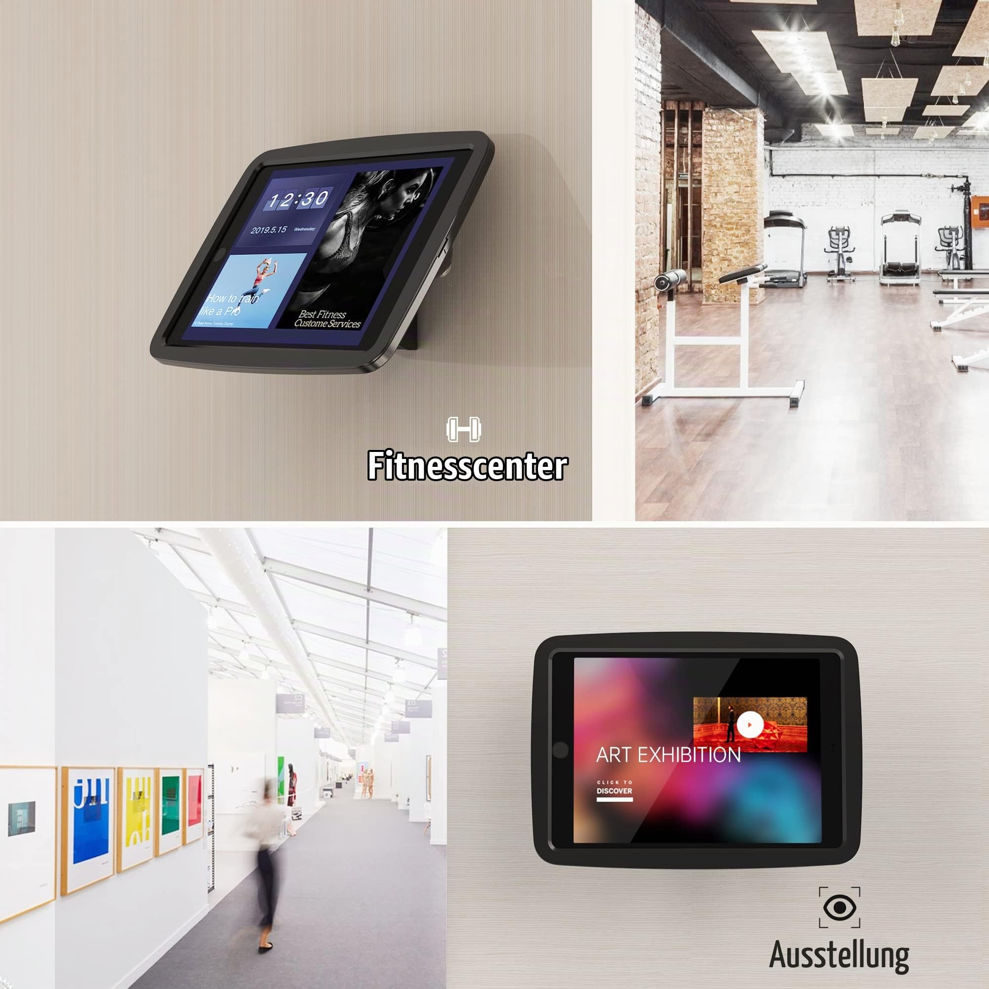 Tablet Wandhalterung Kompatibel mit 10.2 Zoll iPad 7/8th/9th Generation, Anti-Diebstahl iPad Kiosk Wandhalterung für Business und Smart Home, Schwarz