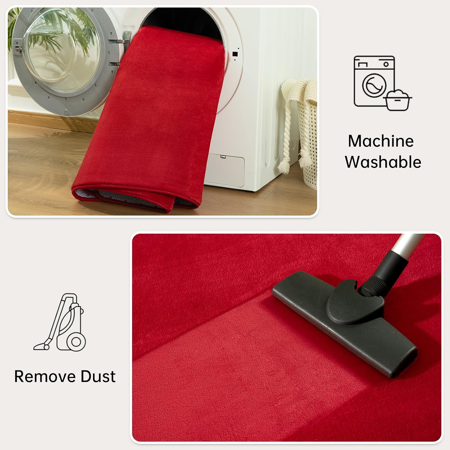 Andecor Shag Area Rug Fluffy Carpets, 5x7 Red Washable Living Room Bedroom Rugs, Soft Fuzzy Indoor Rugs for Dorm Boys Girls Kids Room Nursery Home Decorations