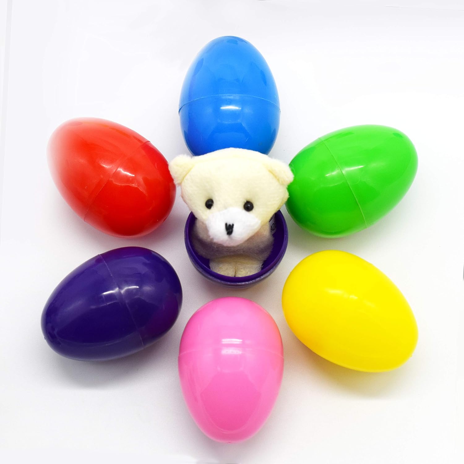 12 Pack Fillable Plastic Easter Egg with Finger Puppet for Easter Theme Party, Favor Easter Eggs Hunt, Basket Stuffers Fillers, Classroom Prize