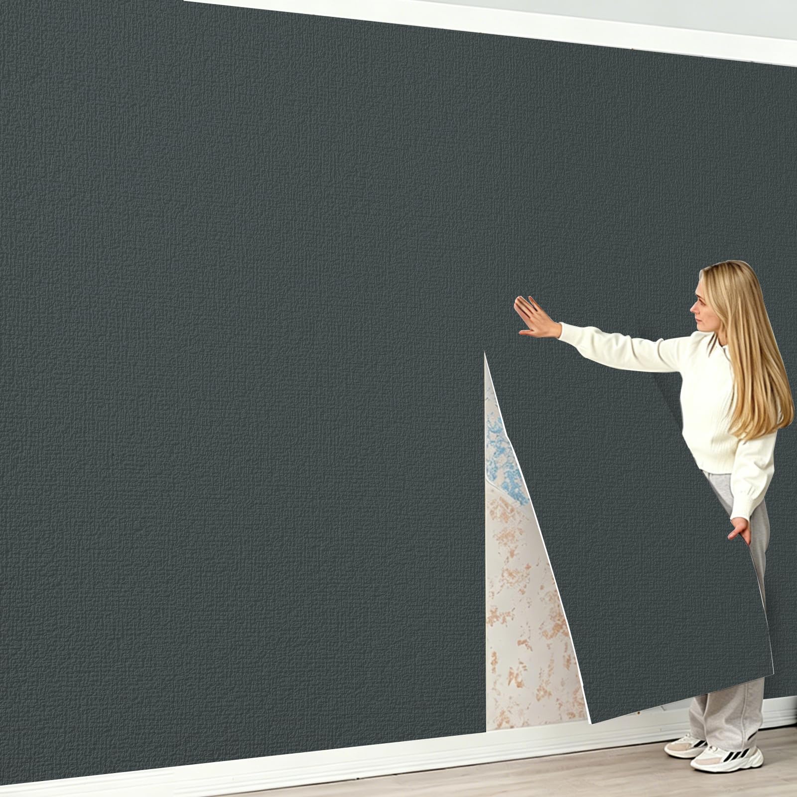 Camiraft Black Wall Panels Peel and Stick,50 x 280 cm Self Adhesive Wall Panels Roll 3mm Thick Wallapepr Waterproof Backsplash PVC Foam Wallpaper for Kitchen,Living Rooms,Bedrooms TV Walls