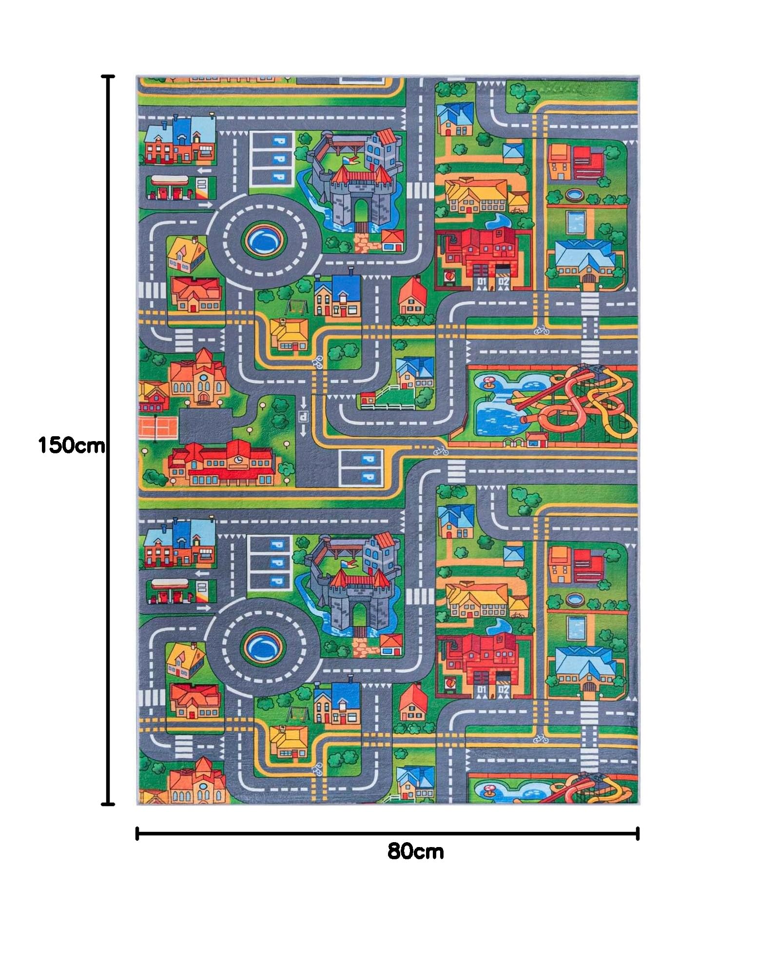 Mazovia Tapis Enfant Chambre d'enfant 80x150cm Anthracite Gris Rues Élégant