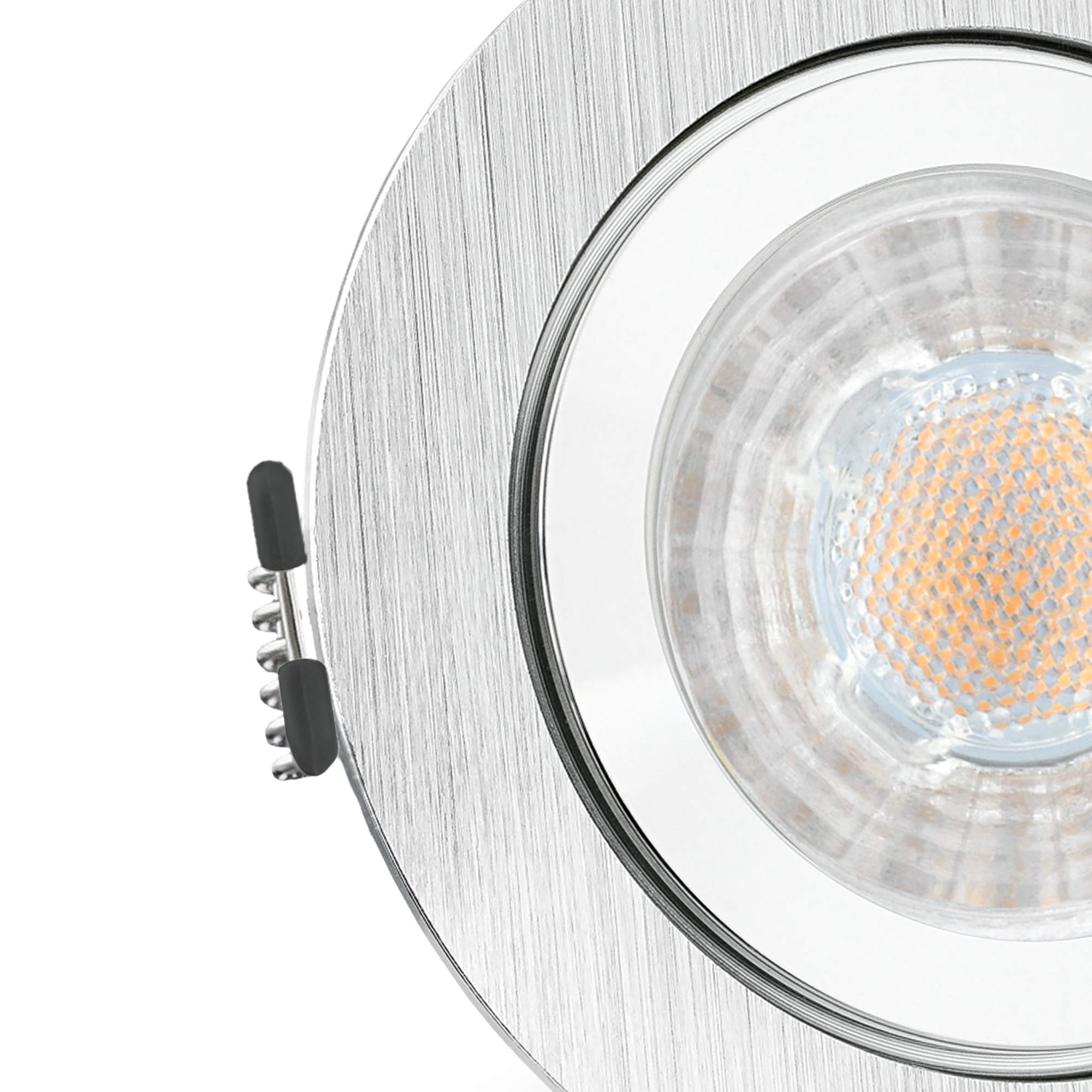 SSC-LUXon 6er Set RW-2 Bad Einbaustrahler GU10 LED dimmbar - mit tauschbarem LED GU10 7W warmweiß - Spot rund gebürstet IP44 Bad & Außen