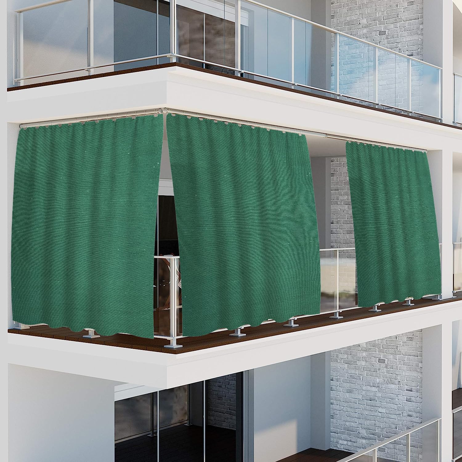 Tende da Esterno per Balconi, Gazebo da Sole con Anelli Termiche parasole (145X290 CM, TINTA UNITA VERDE)