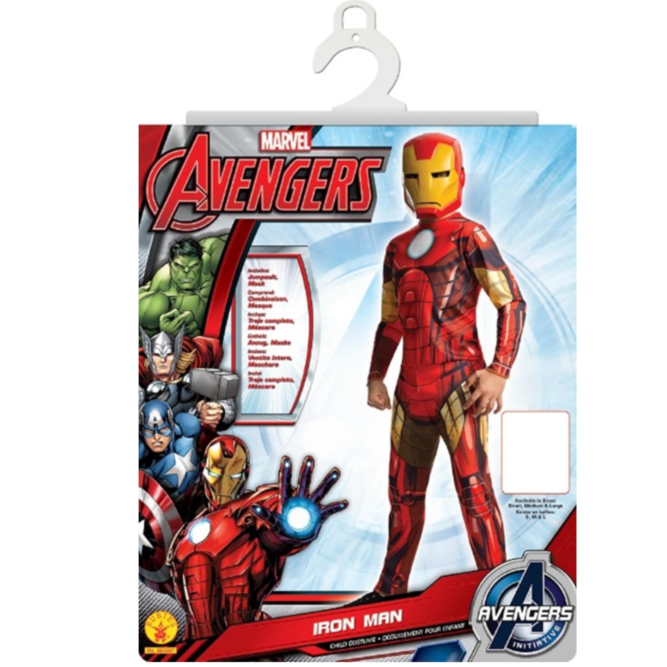 RUBIE'S Avengers Officiel - Déguisement Classique Iron Man Enfant - Taille Enfant au Choix de - Costume Combinaison Rouge avec Masque - Pour Carnaval, Halloween, Idée Cadeau de Noël