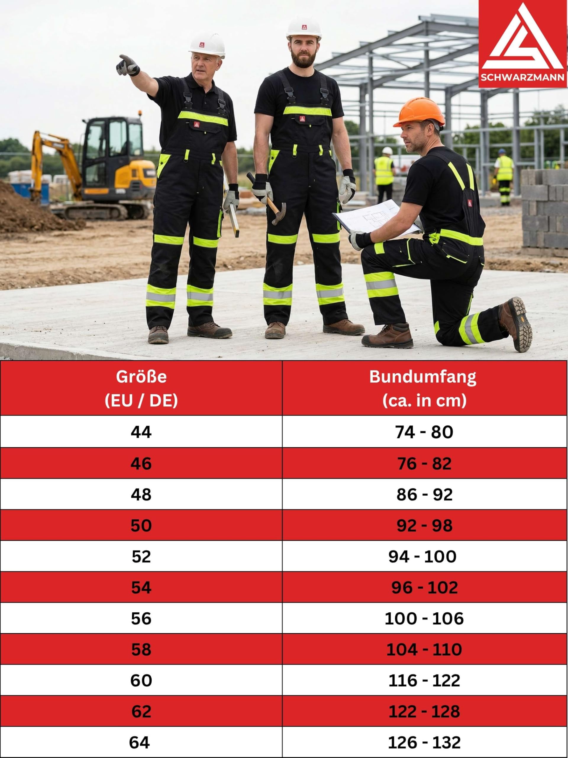 Latzhose Herren Arbeitshose mit 11 Taschen Reflexstreifen und Kniepolstertaschen Arbeitskleidung Männer Warnschutz Arbeitslatzhose Rettungsdienst Hose Straßenbau KfZ Abschleppdienst Handwerk Montage
