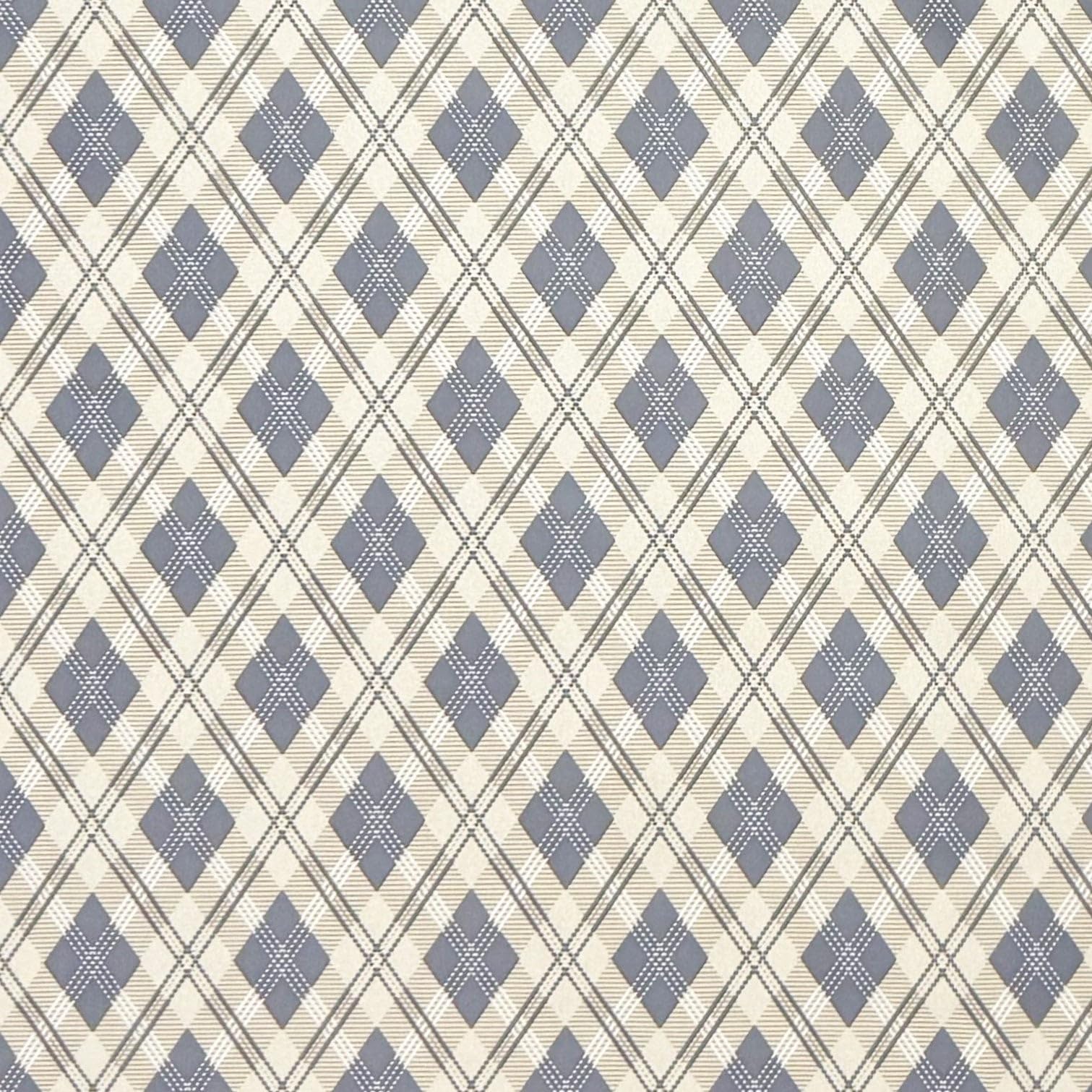 KEVKUS Wachstuch Tischdecke geprägt P1202-4 beige hellblau Raute Karo wählbar in eckig, rund und oval - Größe oval 140x220cm mit Paspelband
