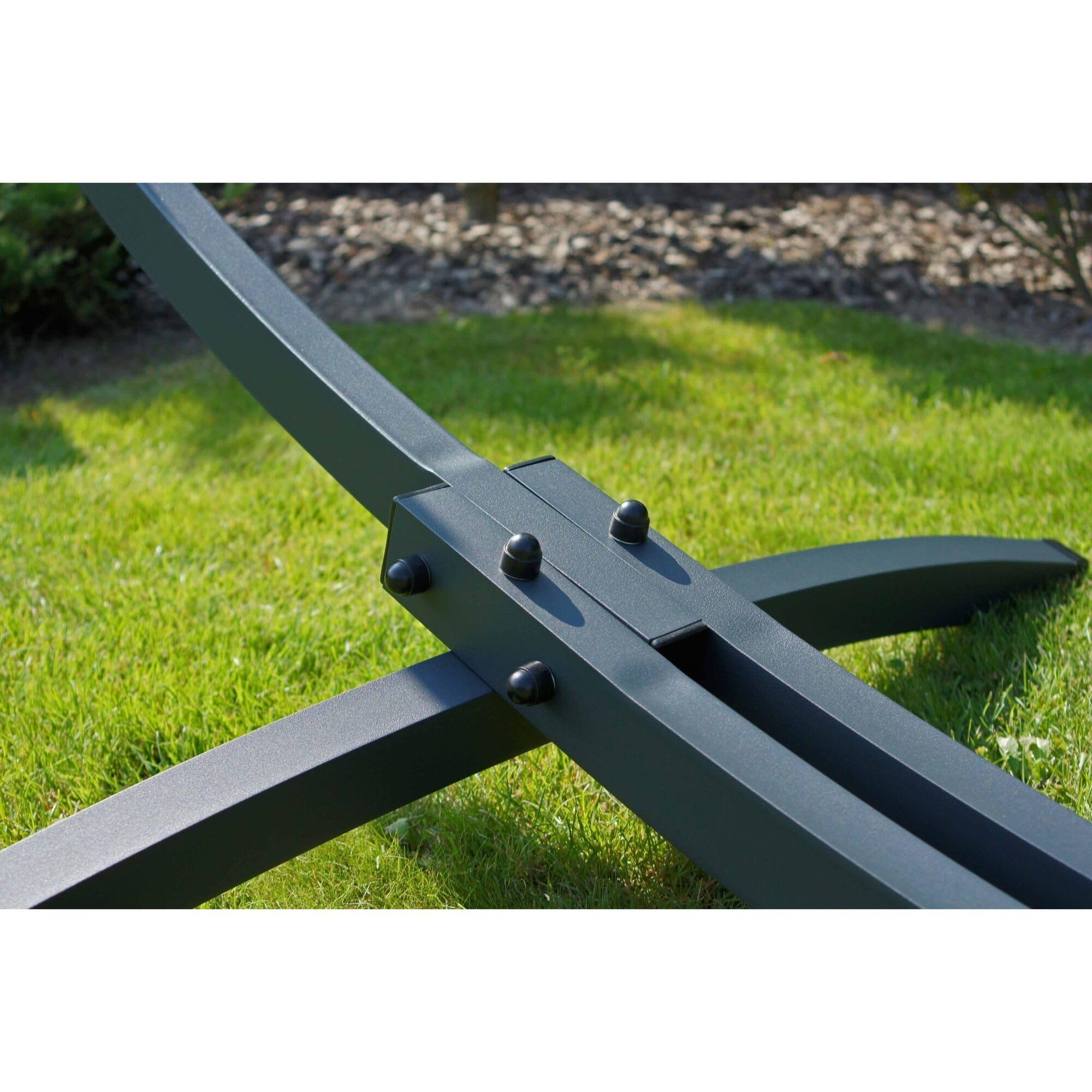 Potenza Gestell Outdoor Hängemattengestell XXL 370cm, 220kg I Gestell für Hängematten, Rahmen aus Verzinkter Stahl wetterfest (Basic Graphit)