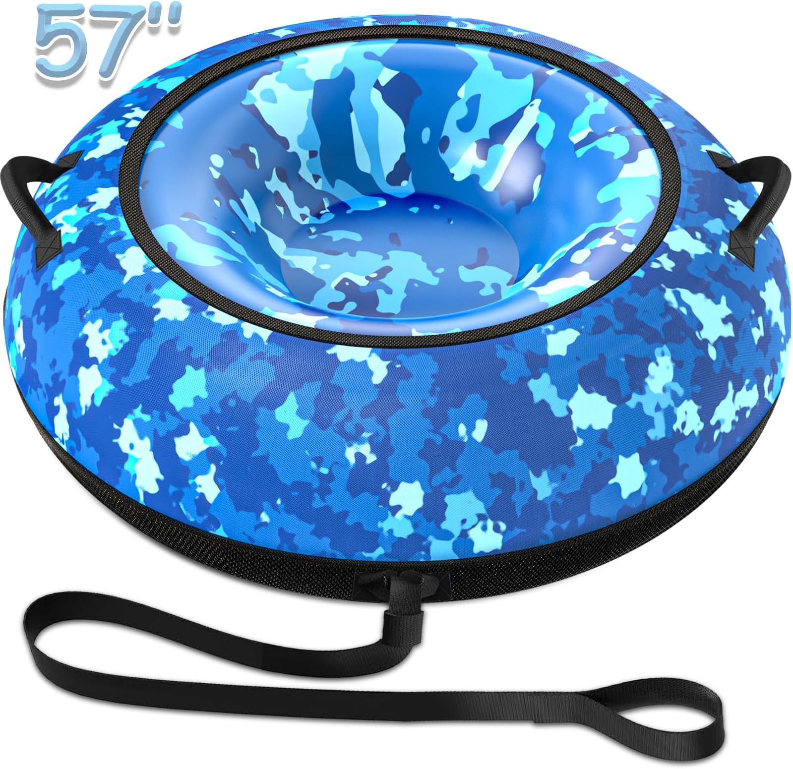 Toffos Snow Tube with Premium Nylon Cover, Heavy Duty Snow Sled for Kids and Adults with Thickened Bottom, Inflatable Cold Resistance Sledding Toboggan Winter Outdoor Skiing Fun Toys