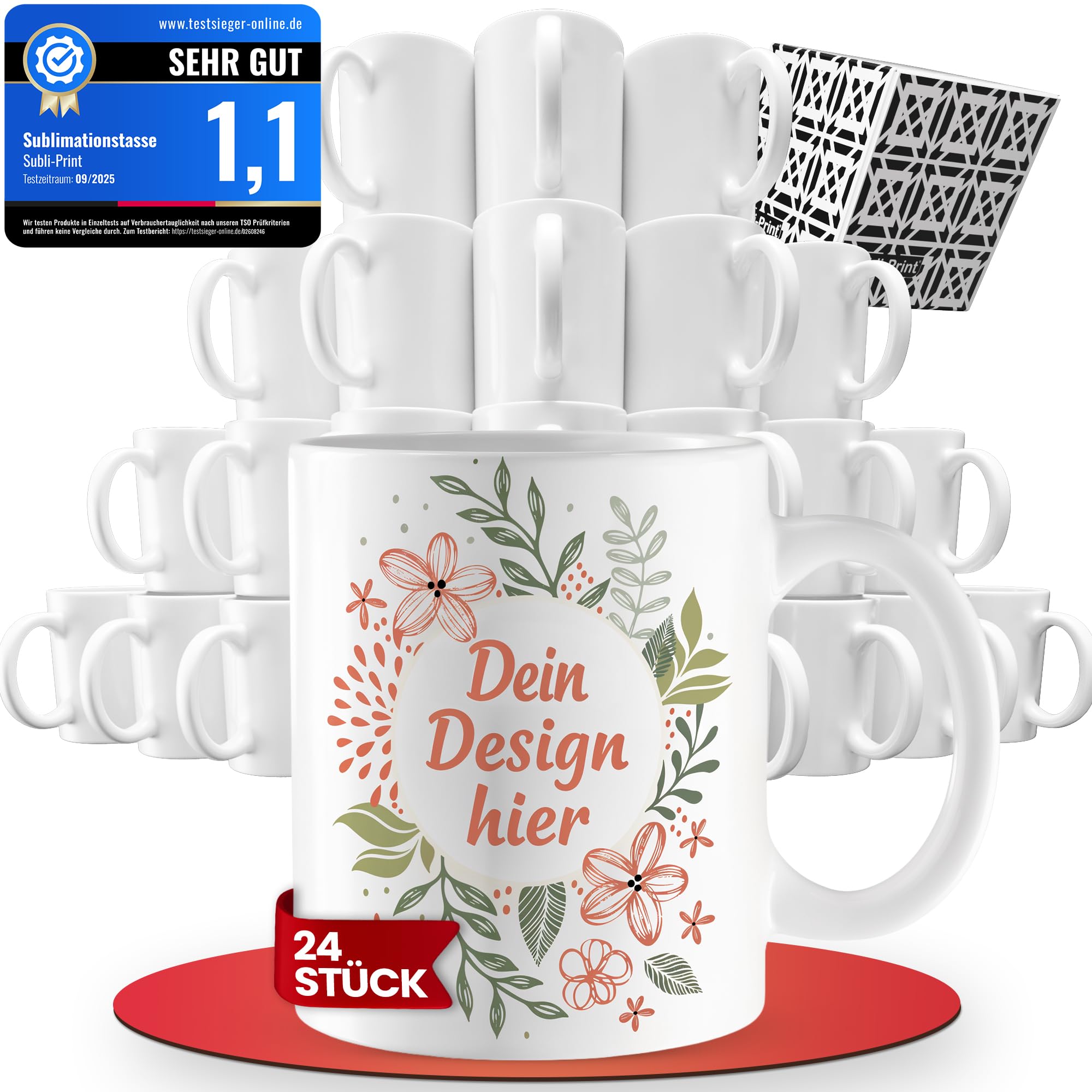 Sublimationstassen Classic - 24x Sublimationstassen AAA Classic – hochwertige Sublimation Rohlinge, einzeln im Transportkarton, perfekt für Sublimationsdruck & Fototassen.