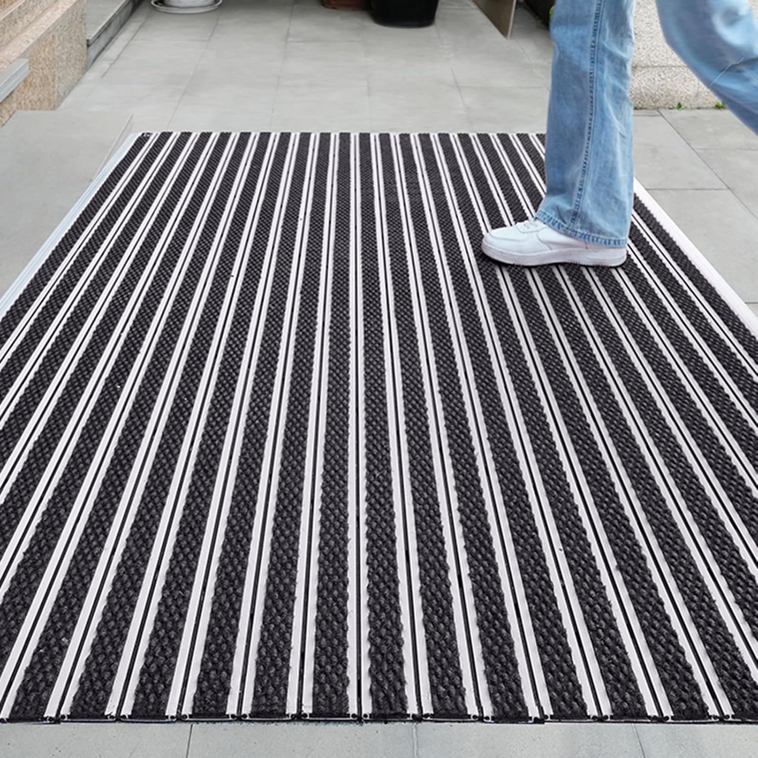Heavy Duty Aluminum Door Floor Mat - Non-Slip Waterproof Entrance Rug for Indoor & Outdoor Use,1pcs(Brown,120x120cm/47.2x47.2in)