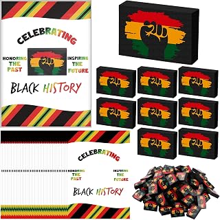 100 Sets Back to School Gifts Bulk Black History Educational Erasers Bulk Freedom Day Party Supplies Goodie Bag Stuff Fillers for Students Classroom Office