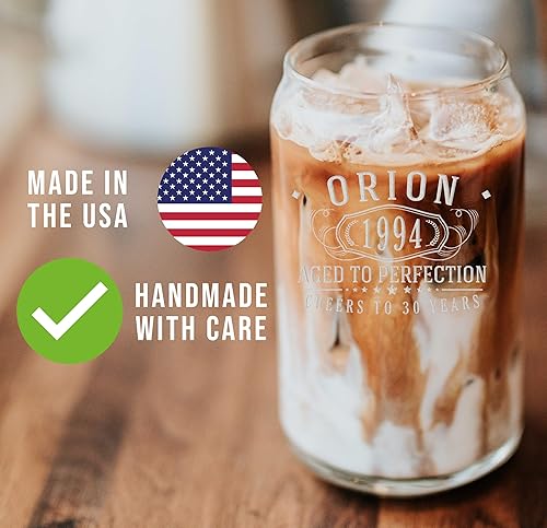 Miniatura 4 de Taza de vidrio para beber café vintage de 16 onzas grabadas de 16 onzas  Regalos de feliz cumpleaños 30 para mujeres y hombres, saludos a 30 años,