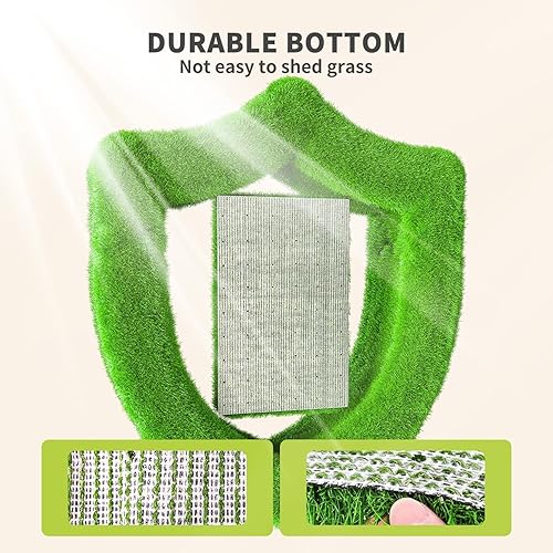 Miniatura 5 de LOOBANI Alfombra de césped artificial para interiores y exteriores, césped sintético realista con agujeros de drenaje, césped artificial para