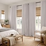 MIULEE 100% Rideaux en lin noir pour chambre à coucher, Ivoire Solide Decor Thermal Insulation Room Darkening Draps for Living Room Back Tab Rod Pocket 42 x 84 Des pouces, 2 Panneaux