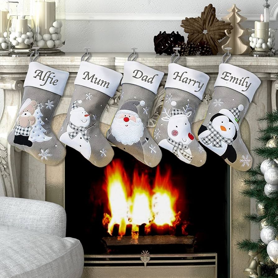 Grey dog christmas stocking Clearance