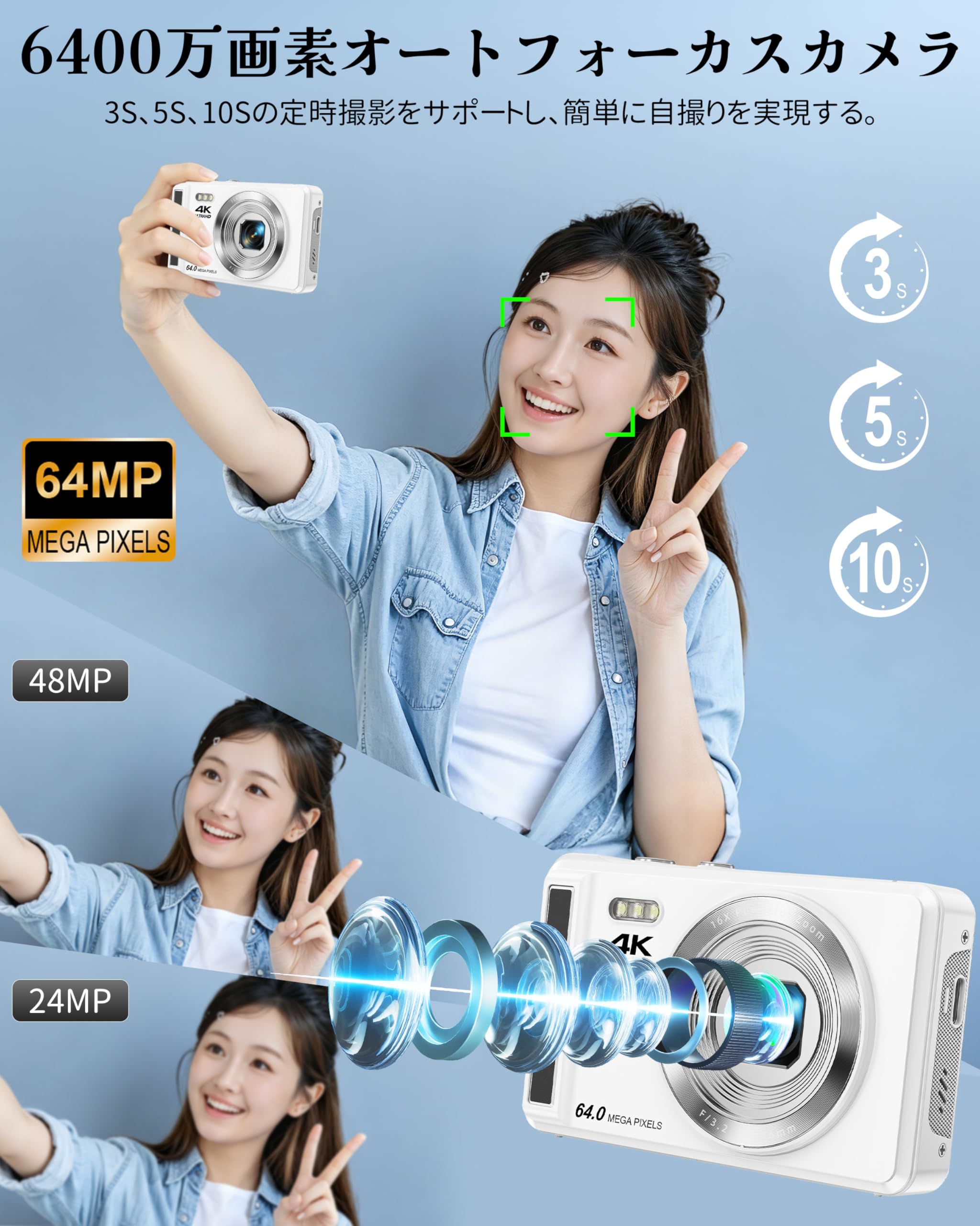 Amazon.co.jp: Digital Camera, 4K, 64 Megapixels, Digital Camera