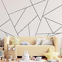 Vista 1 de Calcomanía de pared dorada y plateada, calcomanía de pared de línea geométrica, calcomanías de pared metálicas para despegar y pegar, calcomanía
