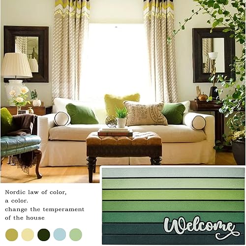 Miniatura 3 de Bulijojo Tapete verde manzana para puerta de entrada, grande de 17 x 30 pulgadas, tapete de entrada para puerta delantera, tapete de bienvenida