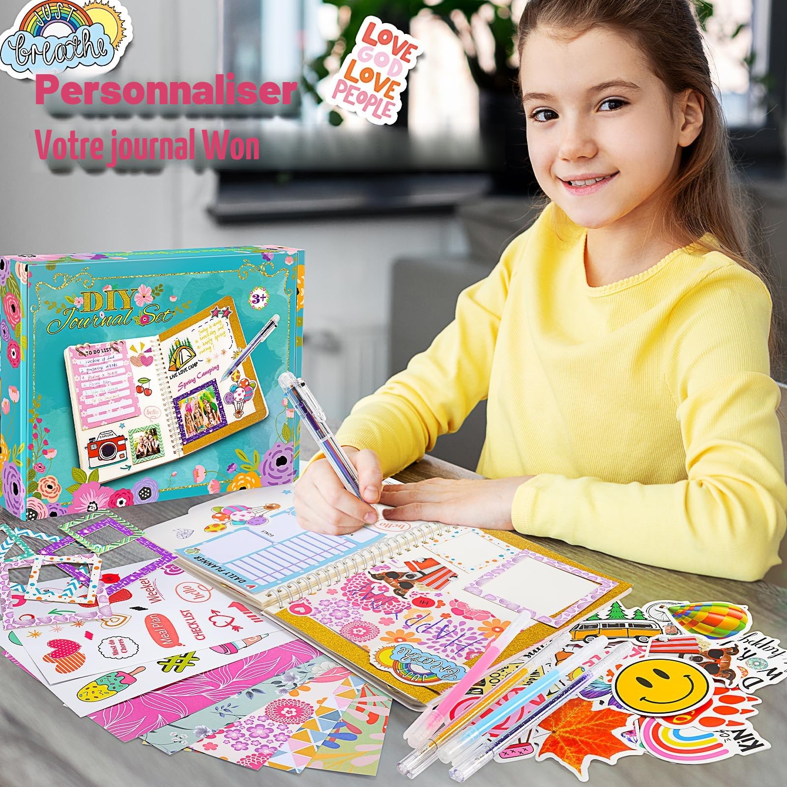 Coffret Scrapbooking Enfant – Carnet Secret, Tampons, Autocollants, Cadeau Fille 4 à 11 Ans, Activités Créatives