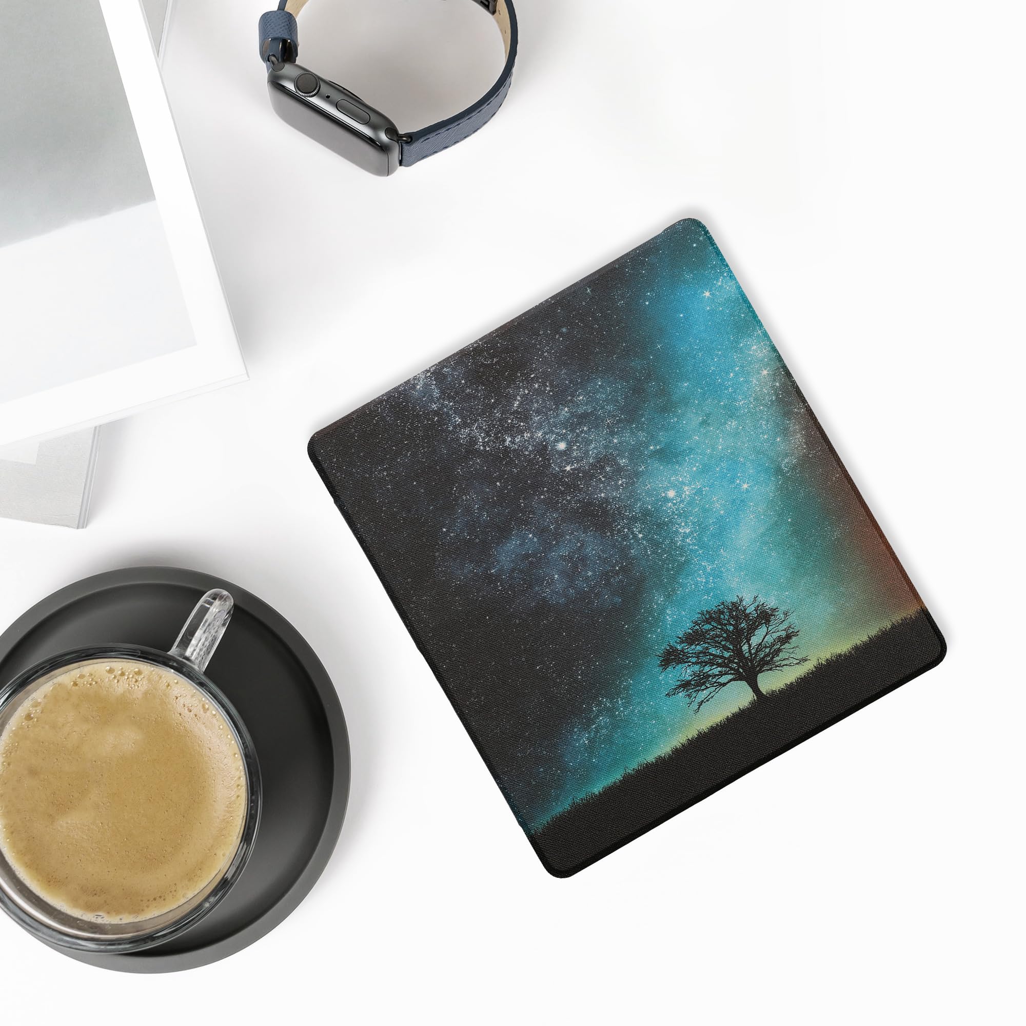 kwmobile Étui Compatible avec Amazon Kindle Scribe (2022/2024) Coque - Étui à Rabat magnétique Tablette eReader Similicuir - Bleu-Gris-Noir