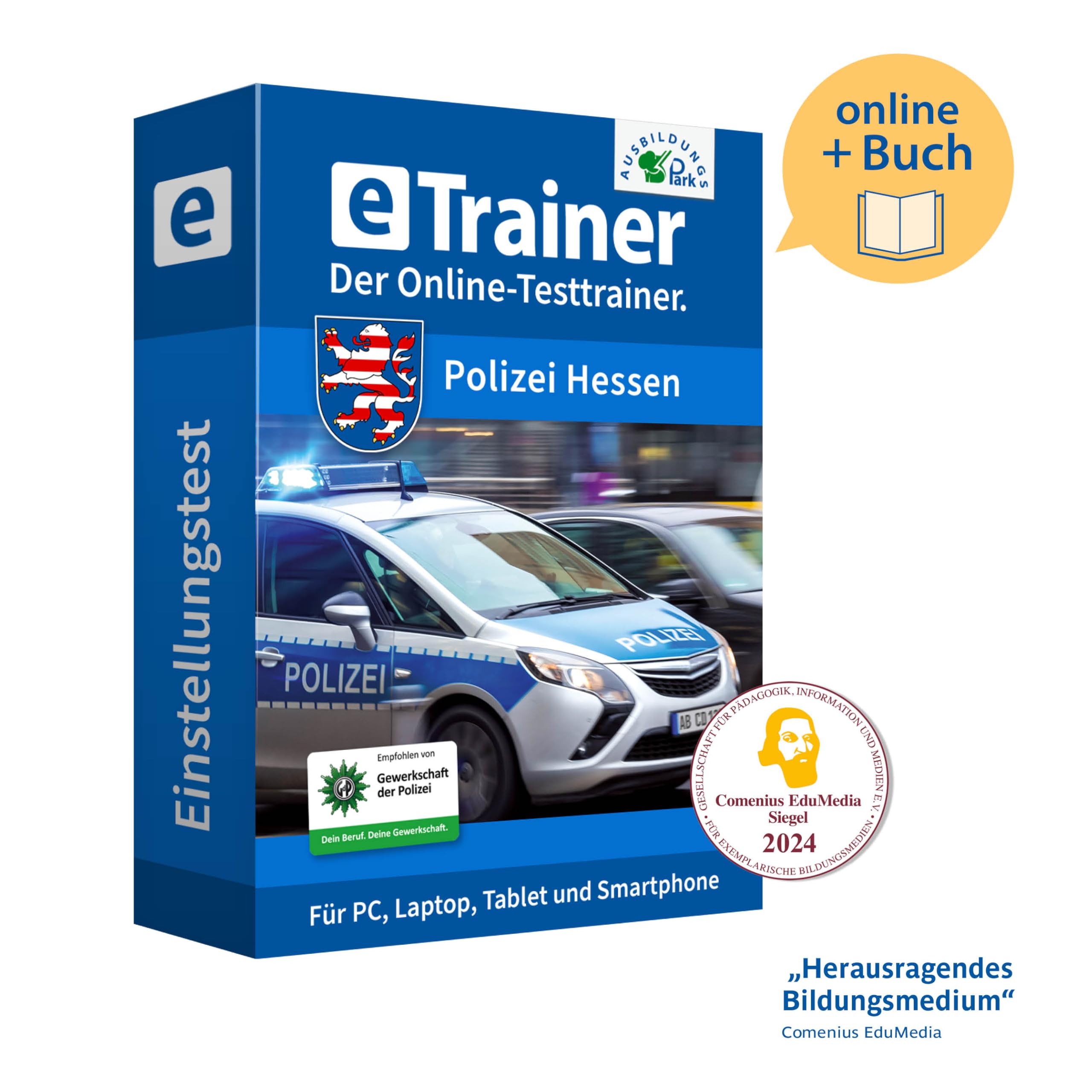 Einstellungstest Polizei Hessen Prüfungspaket | Online-Trainer mit Logik-Buch | Aufgaben mit Antworten und Lösungswegen | Auswahlverfahren erfolgreich bestehen | Deutsch, Wissen, Mathe, Logik …