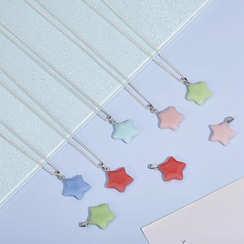 Miniatura 5 de CHGCRAFT 10 piezas de 5 colores que brillan en la oscuridad, colgantes de piedra luminosa sintética con dijes de estrella con aleación de tono
