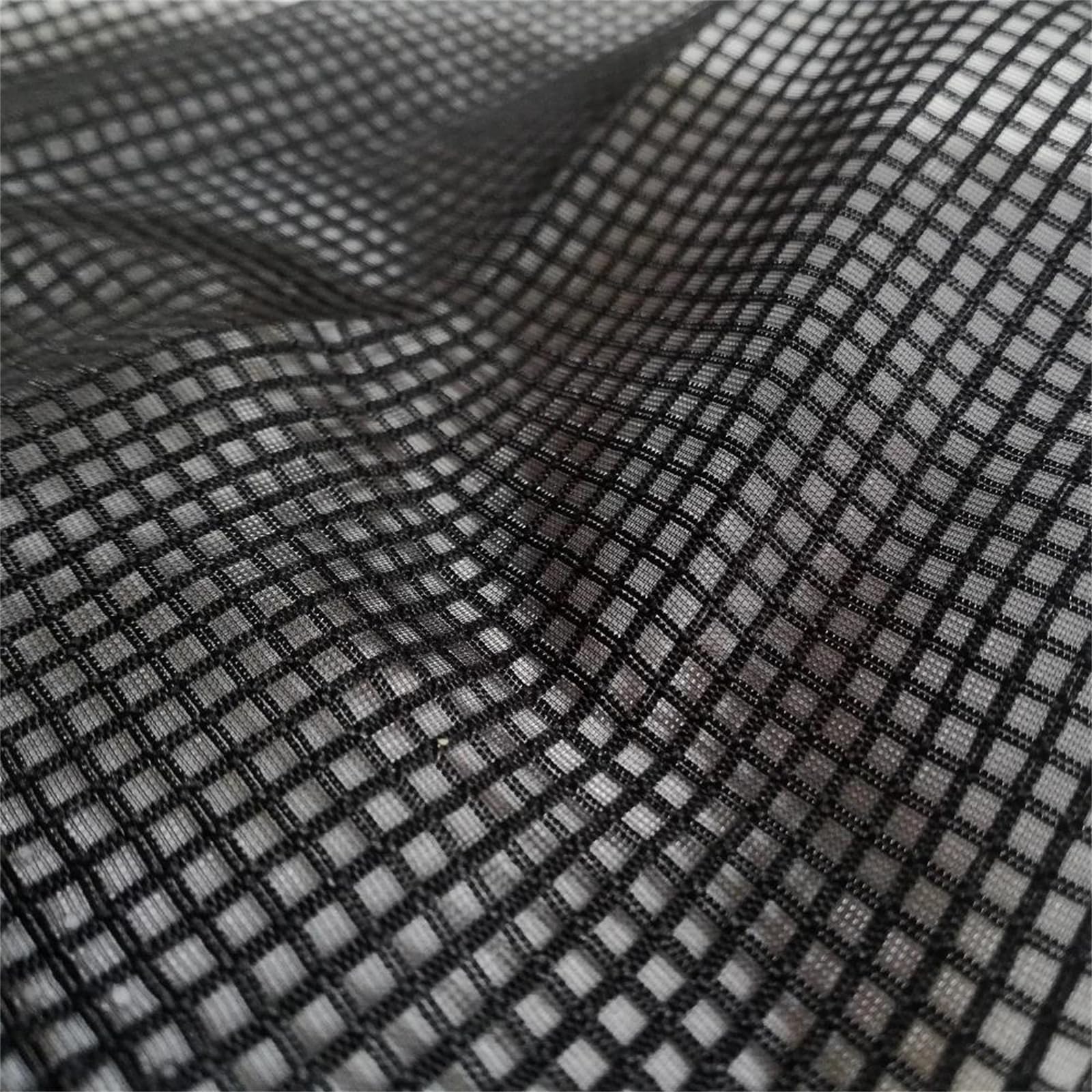 Organza Fabric, Prom Dresses Organza Plaid 99% Polyester Fabric Multicolor 90cmx145cm Uncut(Black,Many Yards not Cut)