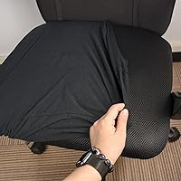 Vista 6 de Thyores 2 Pcs Office Computer Chair Seat Covers, Removable Washable Anti-dust Desk Chair Seat Slipcovers Protectors - Black