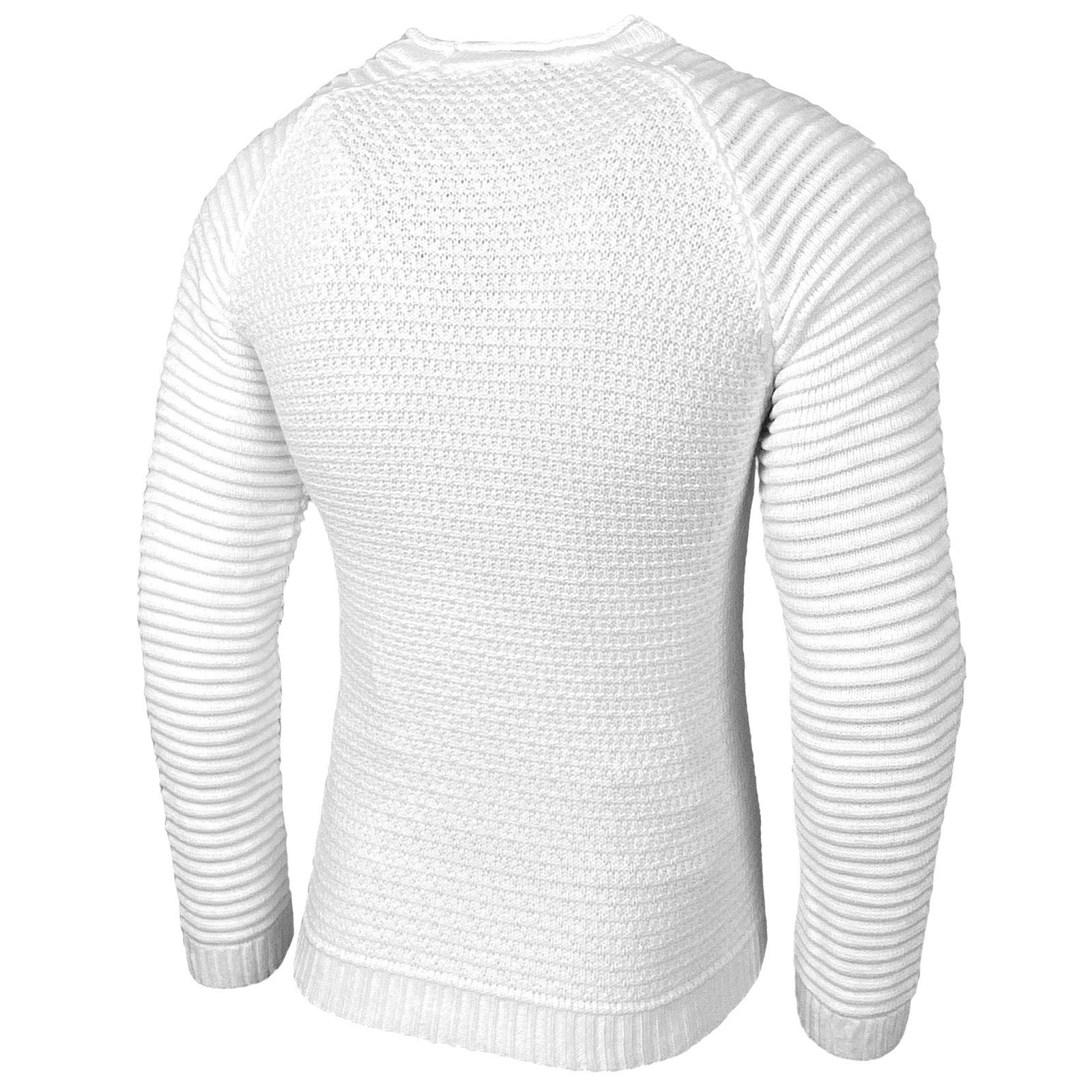 Baxboy Strickpullover Herren Two Tone Rundhals Pullover Grobstrick B-8056