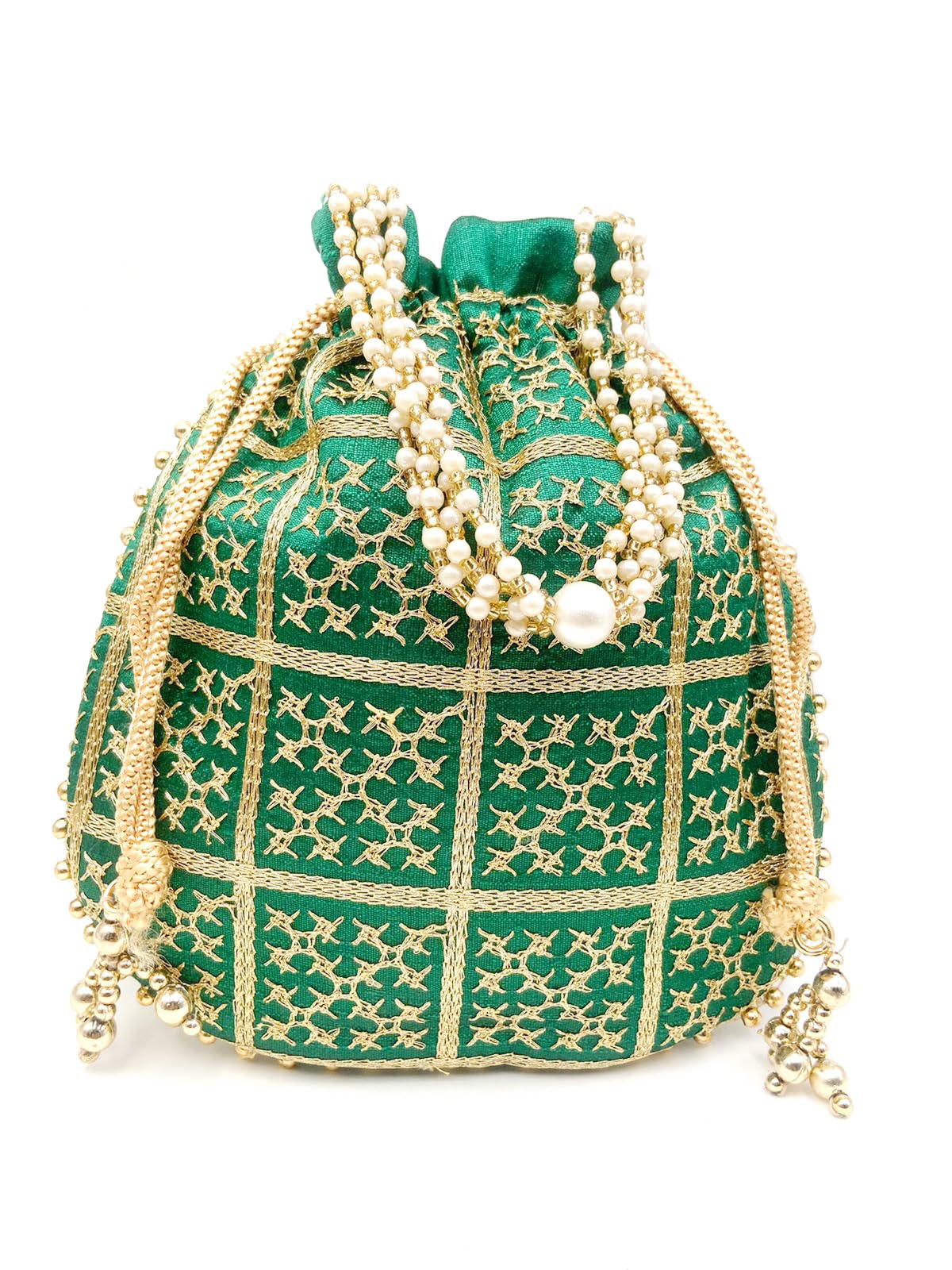 Women Designer Embroidered Potli Bag with Pearl Handle-image-35