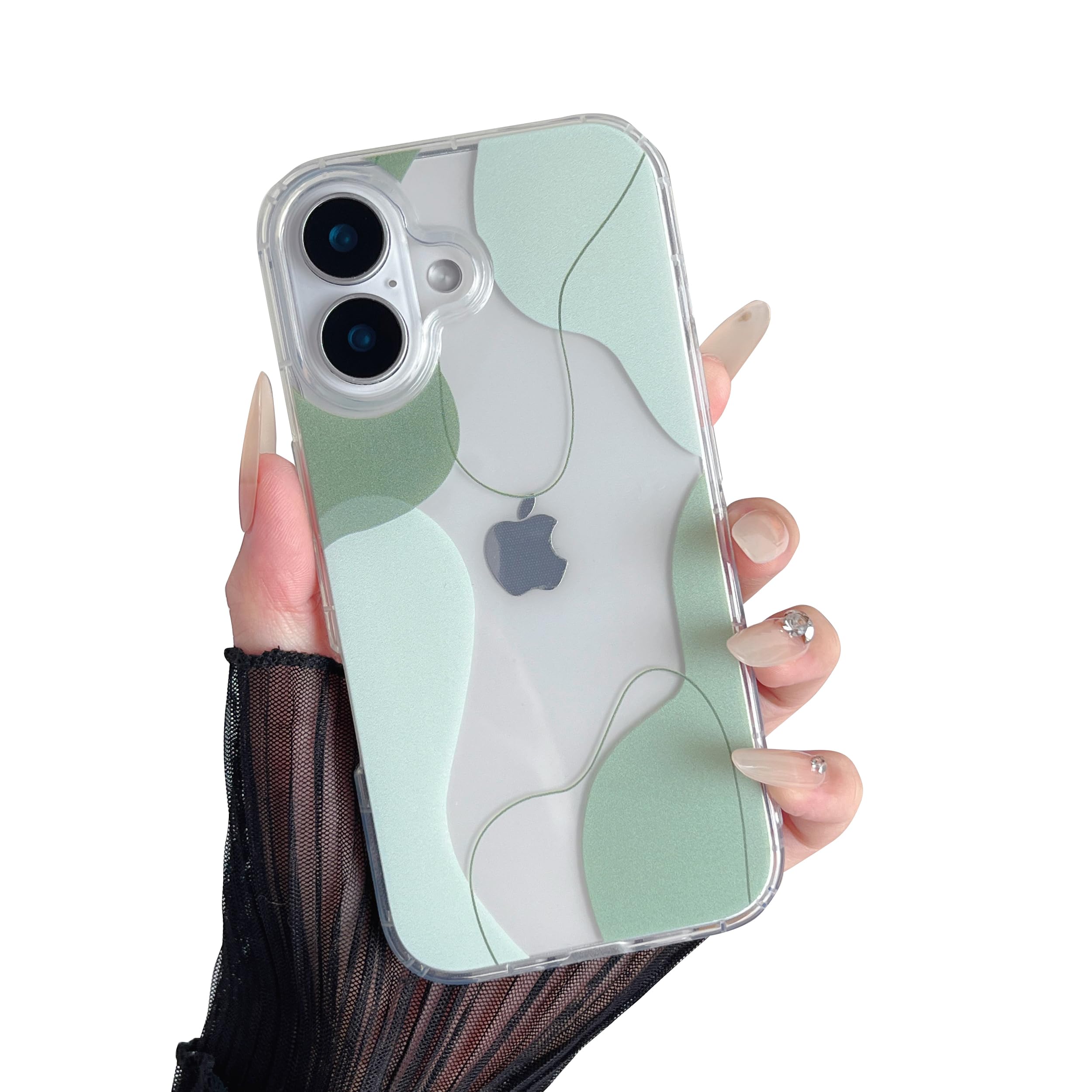 DEFBSC Compatible with iPhone 16 Case, Soft Shaped Art Design with Built-in Bumper Protective Phone Case, Cute Slim TPU Cover Designed for iPhone 16