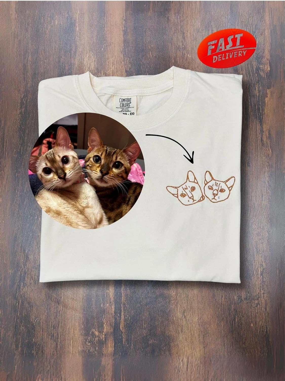 Custom Embroidered Portrait Sweatshirt from Photo Personalized Outline Picture Photo Gift for Couple