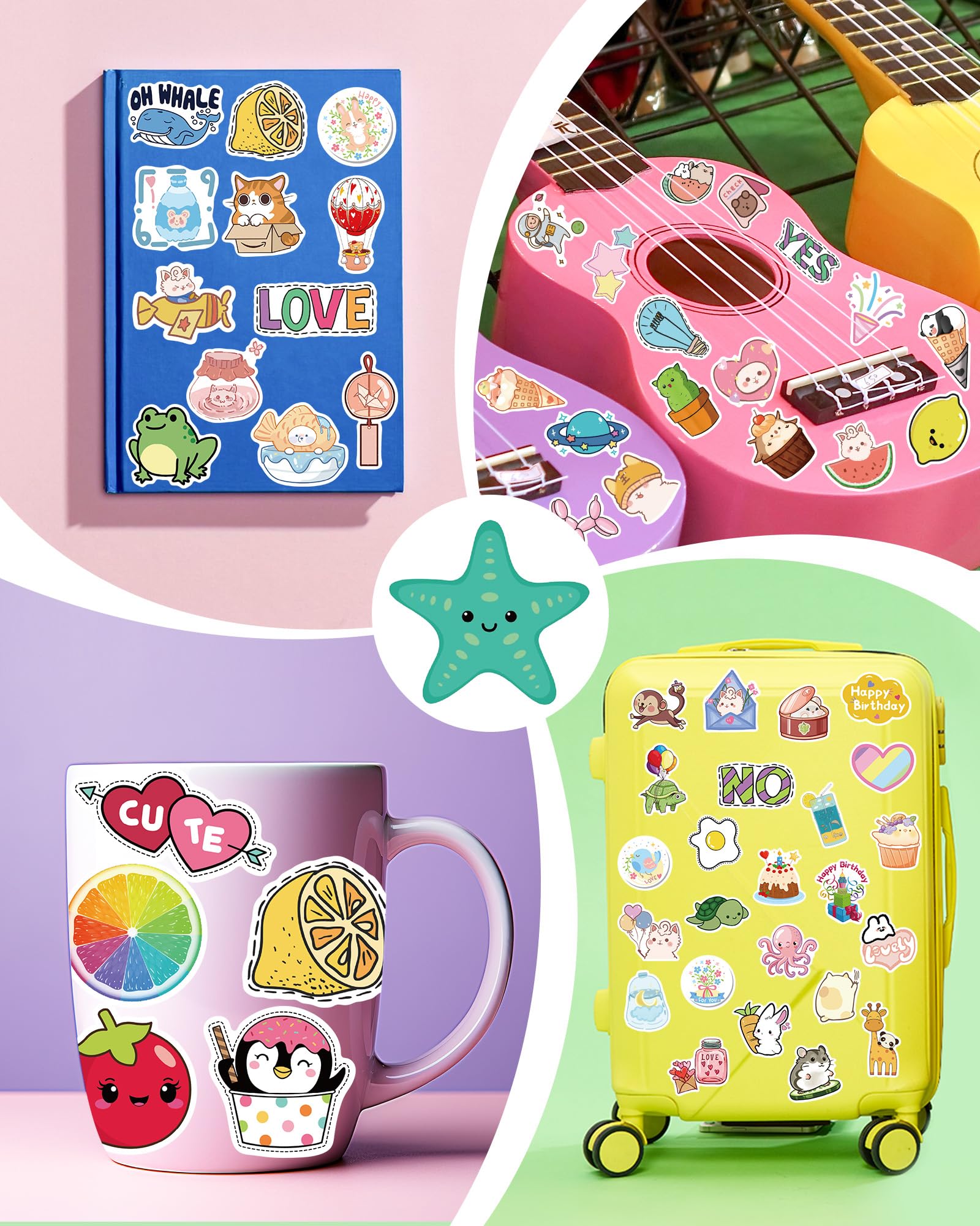 Snapklik.com : Kecristv 100 Pcs Cute Waterproof Vinyl Laptop Stickers ...