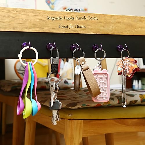 Vista 29 de NEOSMUK - Ganchos magnéticos de alta resistencia con imanes extrafuertes para colgar en refrigerador, crucero, cabinas o parrilla, color blanco