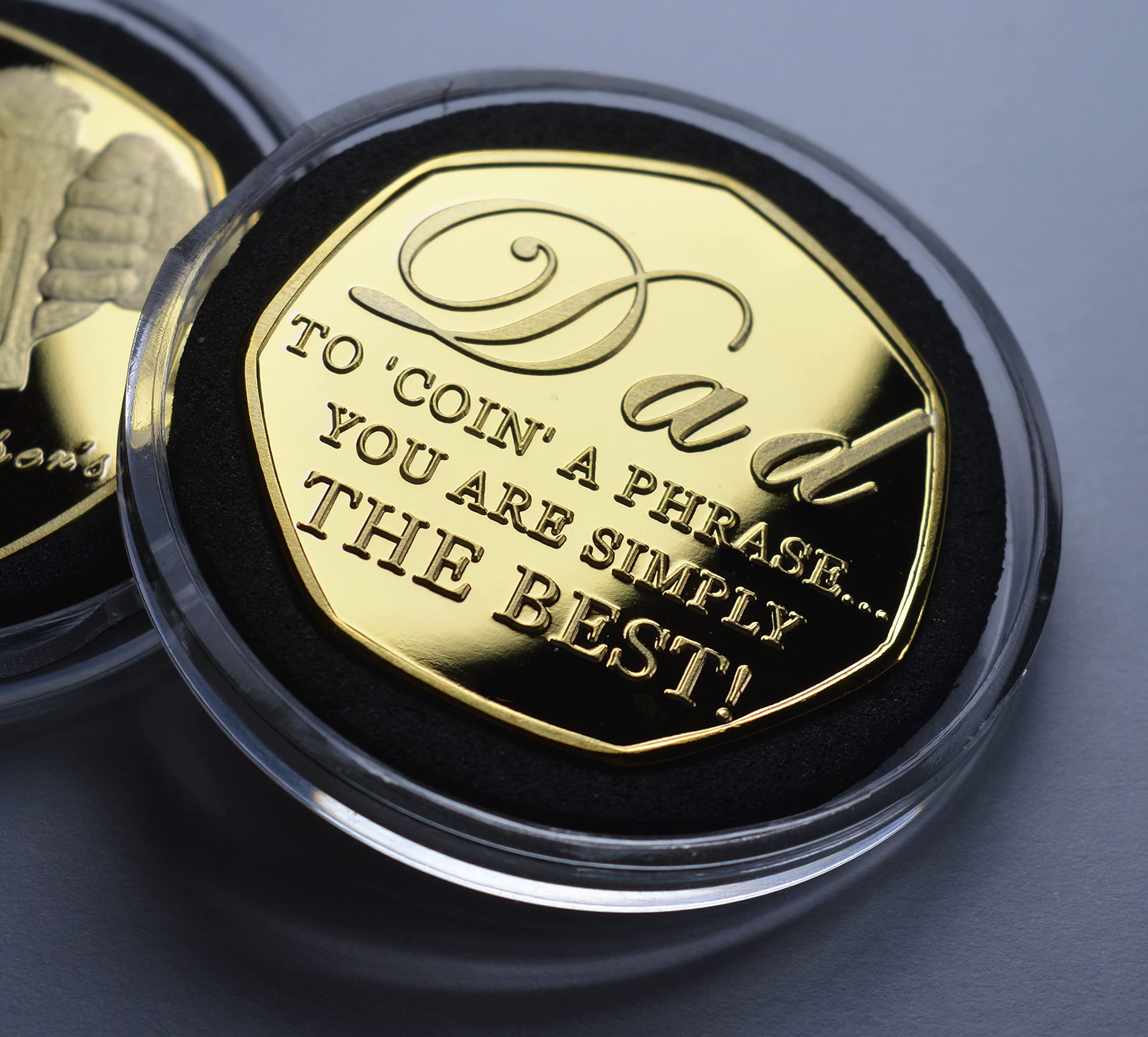 The Commemorative Coin Company HAPPY FATHER'S DAY 24ct Gold Commemorative in Capsule. 'Coin a Phrase'. Gift/Present. Best Dad. From Son/Daughter