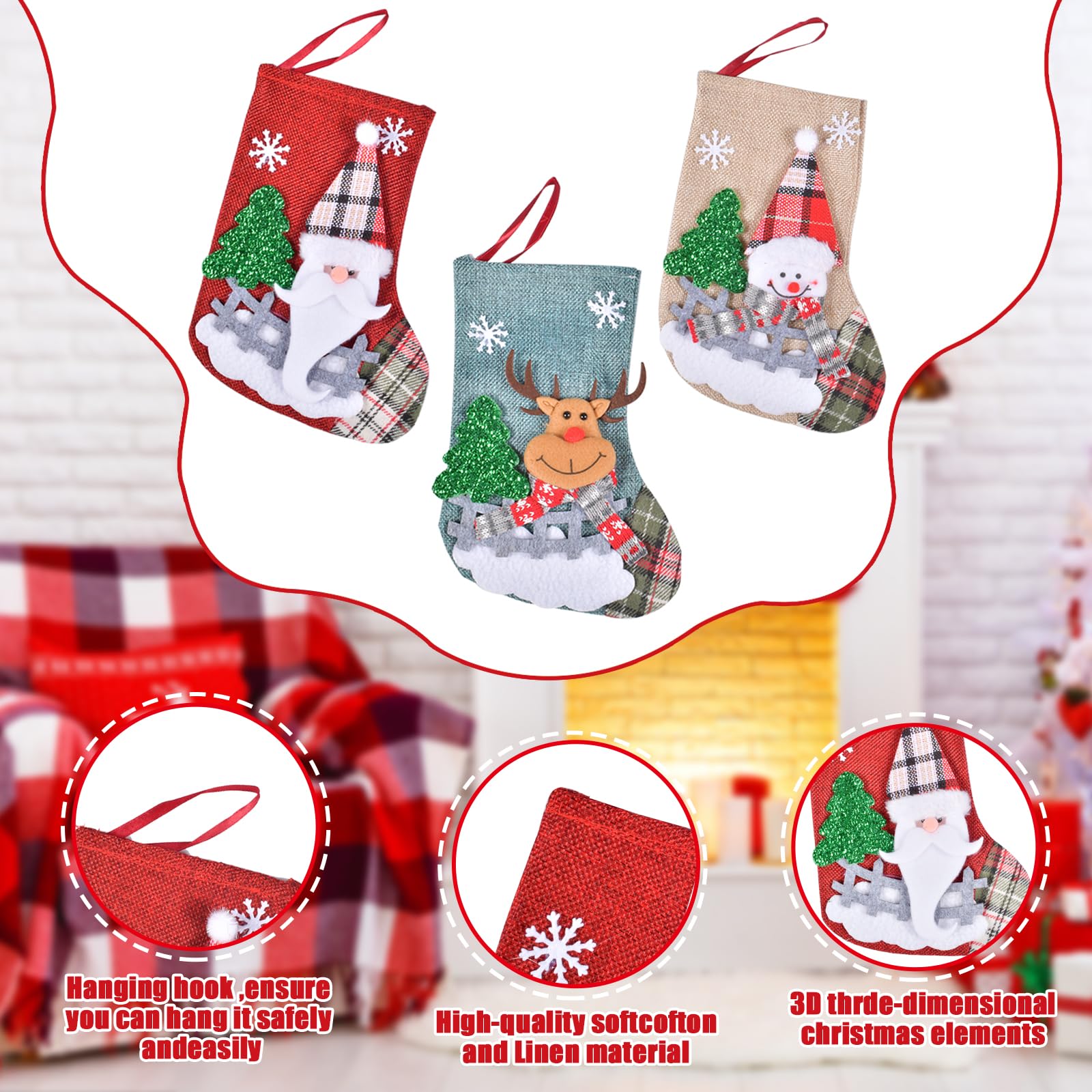 Weihnachtsstrümpfe Set 3-teilig - Große Nikolausstiefel Für Kamin & Baum