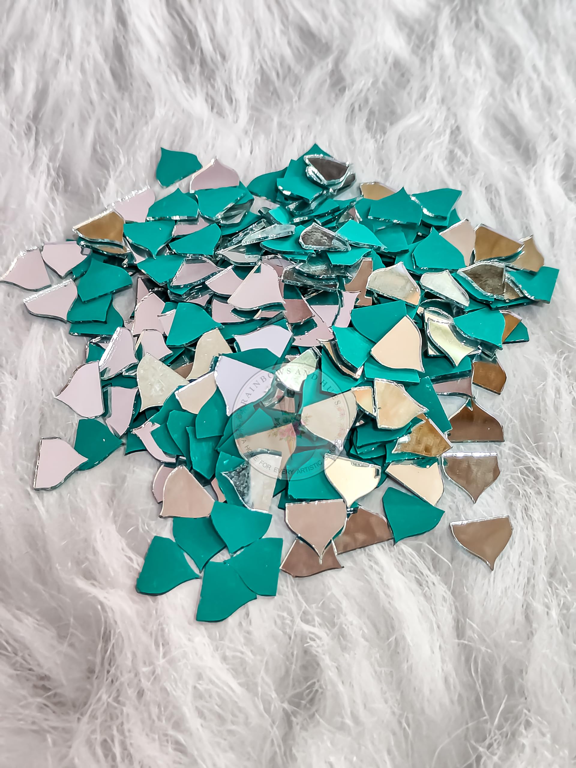 R&H Craft Mirrors JHUMAR Shape, 100 Grams 380 Pcs Approx, for LIPPAN Art, Crafts, Mirror Work, mud & Mirror Art and Create Beautiful Artwork for Home, Office, or Gifting etc (1.2 CM)-image-2
