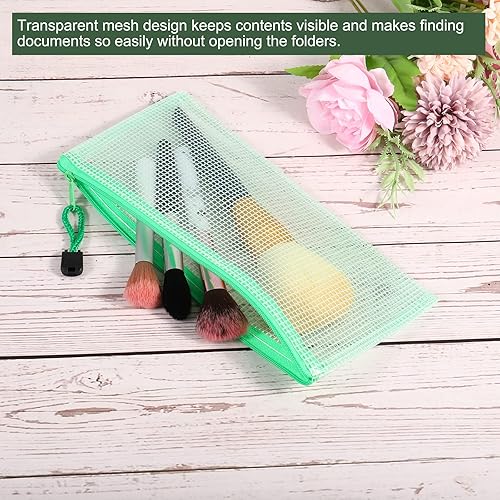 Miniatura 4 de YOKIVE Paquete de 3 bolsas de malla con cremallera, bolsillos de malla impermeables para archivos, bolsa de plástico para billetes de documentos,