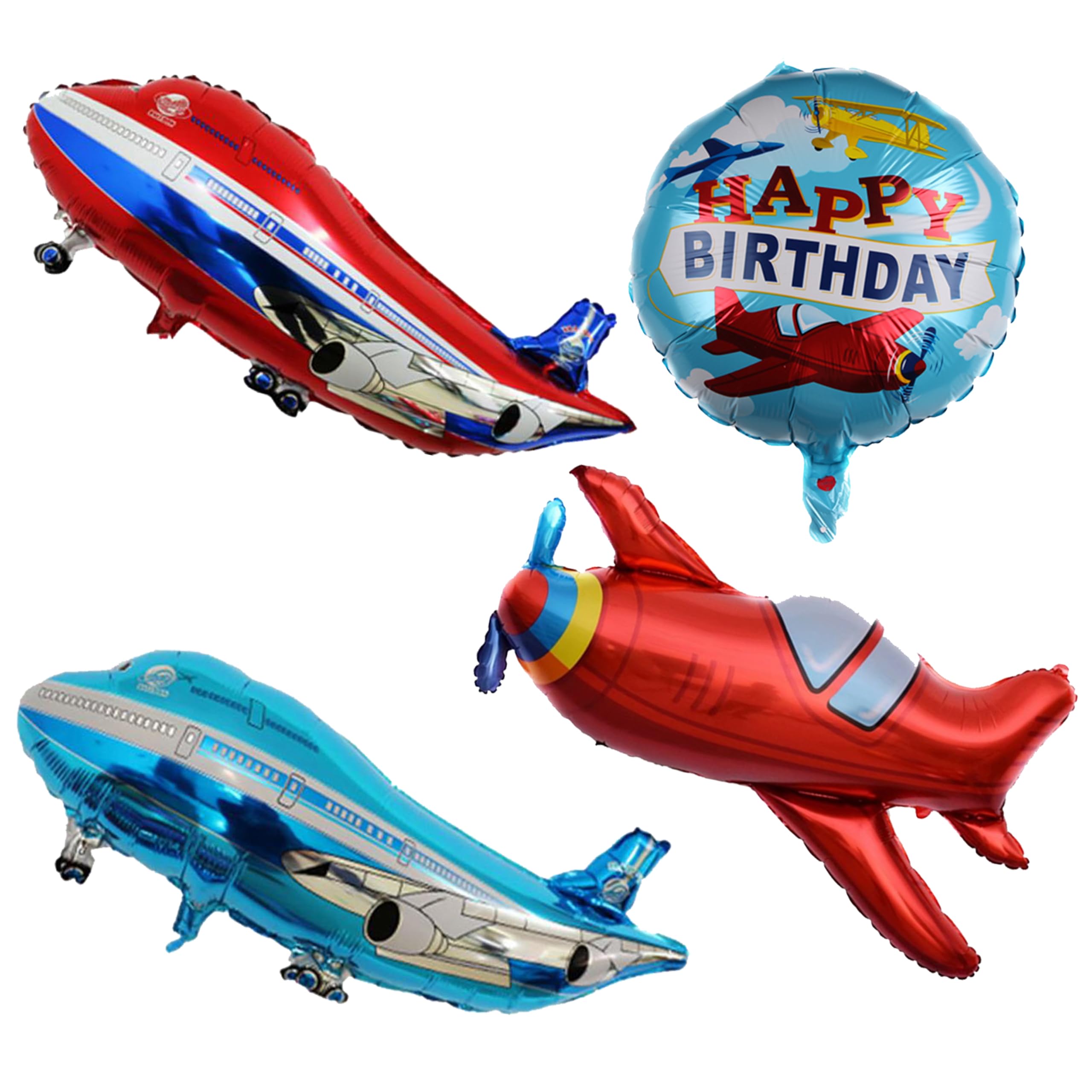4Pcs Helium Balloon Giant Red Airplane Fighter Balloons Reusable for Adults Kids Birthday Party Decoration Gift