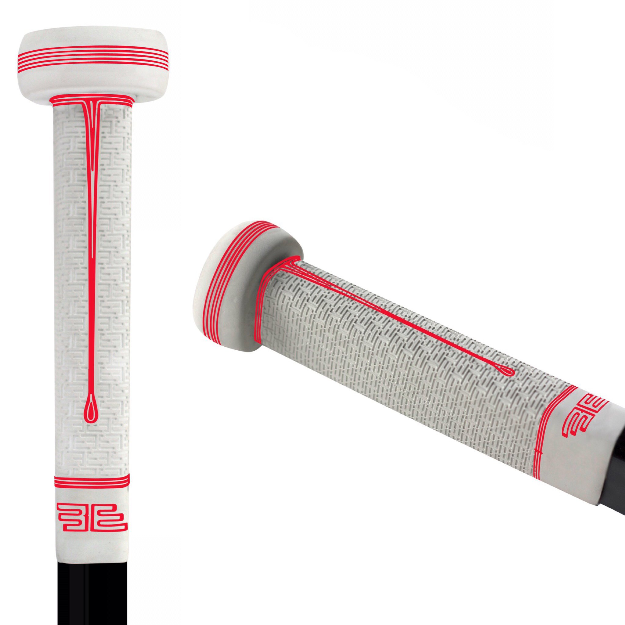 Buttendz Sentry Goalie Hockey Stick Replacement Grip - Precision Control for goalies with Oversized Knob, Enhanced Tiling Texture, and Premium Hockey Grip (White, Red Drip) — image 1