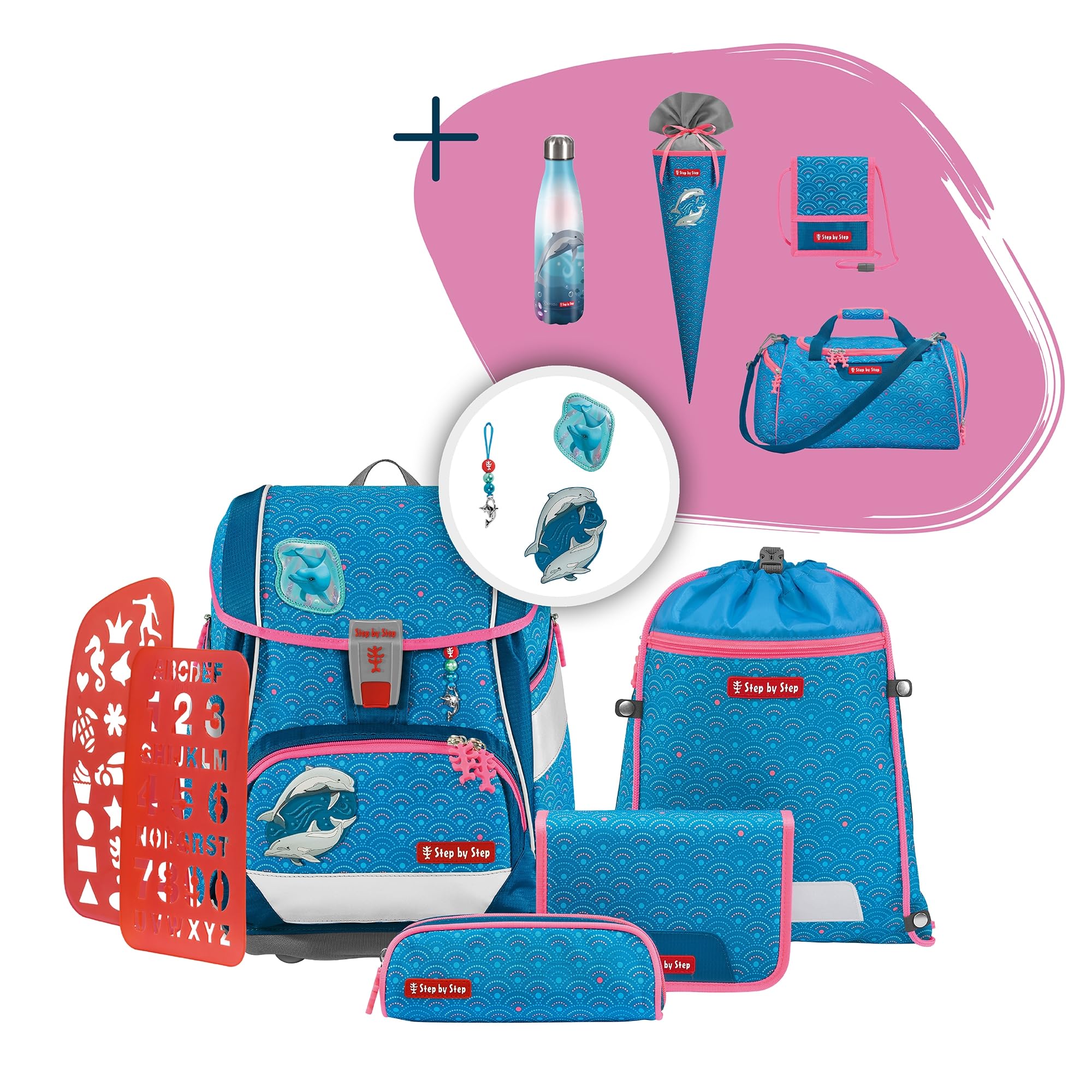 Step by Step Schulranzen-Set 2IN1 Plus „Dolphin Pippa“, 10-teilig, blau