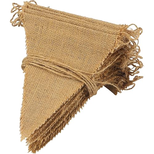 GCQQ Burlap Banner Pre-Strung, 65Ft 60 Pcs Burlap Pennant Banner, Blank Burlap Banner, 5"x6.5" Customizable Burlap Banner for Holidays, Wedding, Baby Showers, Birthday Decoration