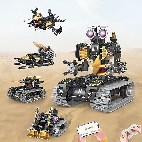 Robot de juguete 5 en 1 para niños, kit de construcción de 323 piezas de aplicación de bloques y kit de robótica de control remoto, juguetes de