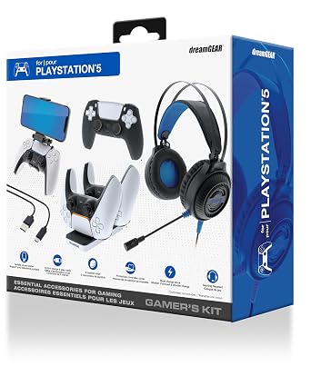 dreamGEAR Gamers Kit Charger for PlayStation 5 PS5 Bundles -Dualsense Gaming Headset and More