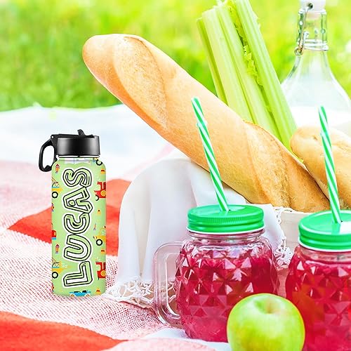 Miniatura 6 de Artsadd Botella de agua personalizada para niños, de acero inoxidable con tapa de pajilla, botella de agua de color degradado personalizada con taza