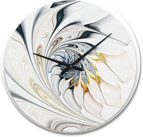DesignQ Reloj de pared moderno con diseño floral blanco para el hogar, dormitorio, baño, oficina, sala de estar, 36 x 36 pulgadas, reloj superior 20