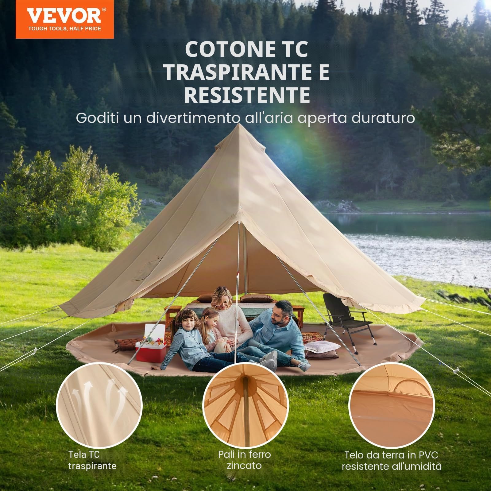 VEVOR Tenda Campana in Tela