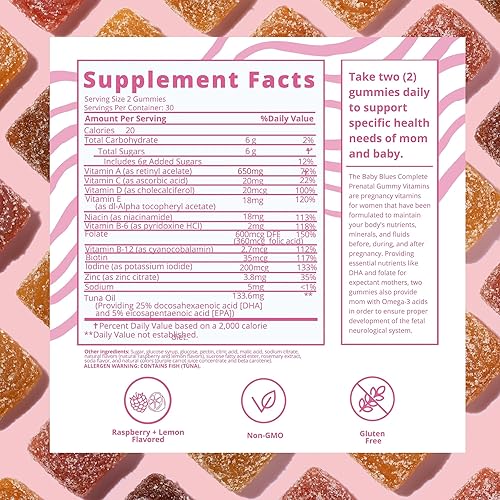 Miniatura 5 de Baby Blues Gomitas prenatales: multivitamínico completo con DHA + EPA Omega 3s
