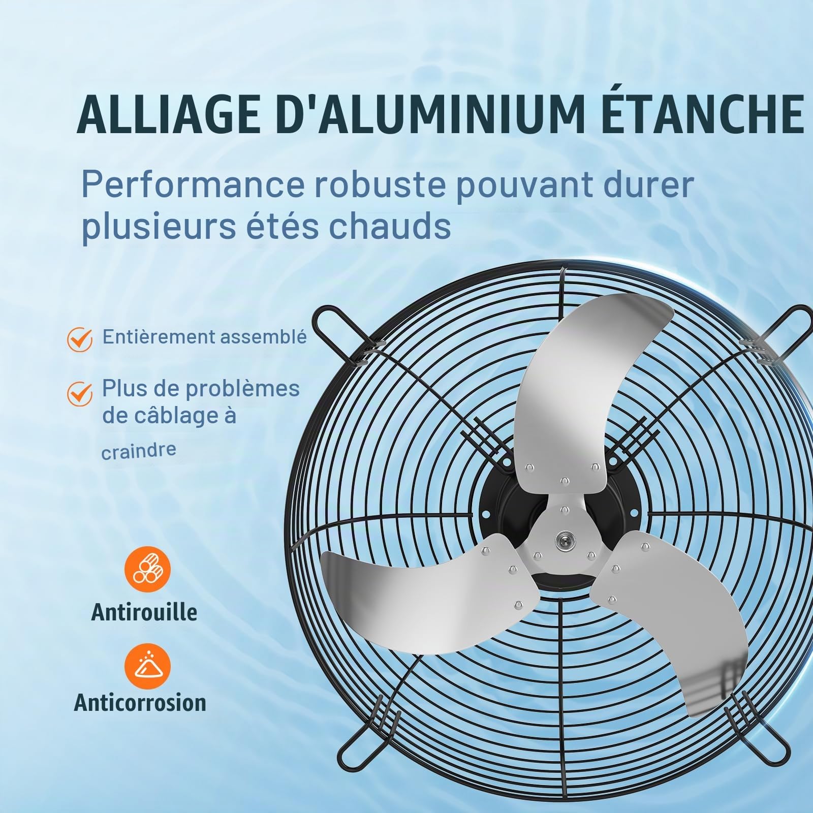 VEVOR Ventilateur d'extraction à volets, 61,5 cm, extracteur d'air de grenier mural en aluminium, 4800 m³/h, 1400 tr/min, avec moteur AC, ventilation et refroidissement pour garage, hangar, magasin